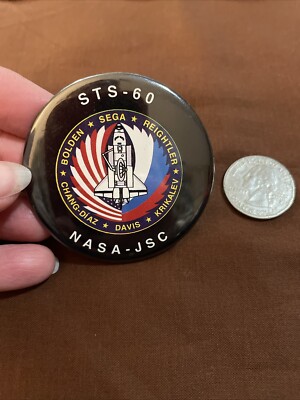 Nasa Pin Button Vintage NASA Official Pin Back Button NASA-JSC STS 60 | eBay