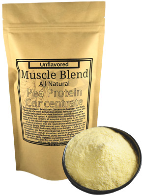 Pea Protein Powder Concentrate, Raw Vegan USA, 100% Pure Unflavored Muscle Blend