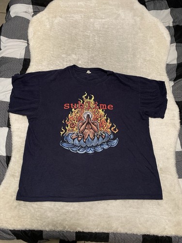 Camicia uomo Sublime 1997 taglia XL blu sbiadita invecchiata banda musicale vintage - Foto 1 di 8