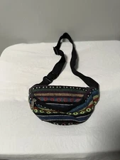 Ethnic Knit Fanny Pack Unisex Striped Aztec Strap Pouch Bag