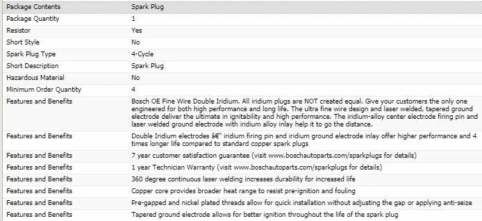 4 nuevas bujías de iridio dobles Bosch para OLDSMOBILE CALAIS L4-2,5 L 1985-1987 Foto 4 de 4