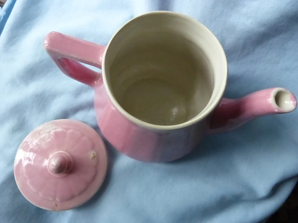 Ancienne théière décor faïence rose - Photo 4/4