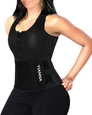 YIANNA Sweat Neoprene Sauna Suit Tank Top Vest 2XL Shaper Waist Trainer Black