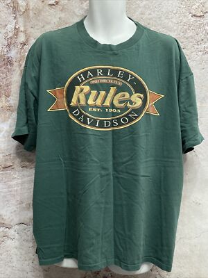 Harley Davidson T-Shirt Mens XXL Green South Coast Rules 345  E  Street W25L
