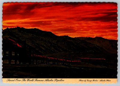 Sunset World Famous Alaska Pipeline Anchorage Postcard