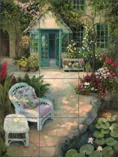 Garden Art Tile Backsplash Watson Landscape Pond Mural RW-DW005