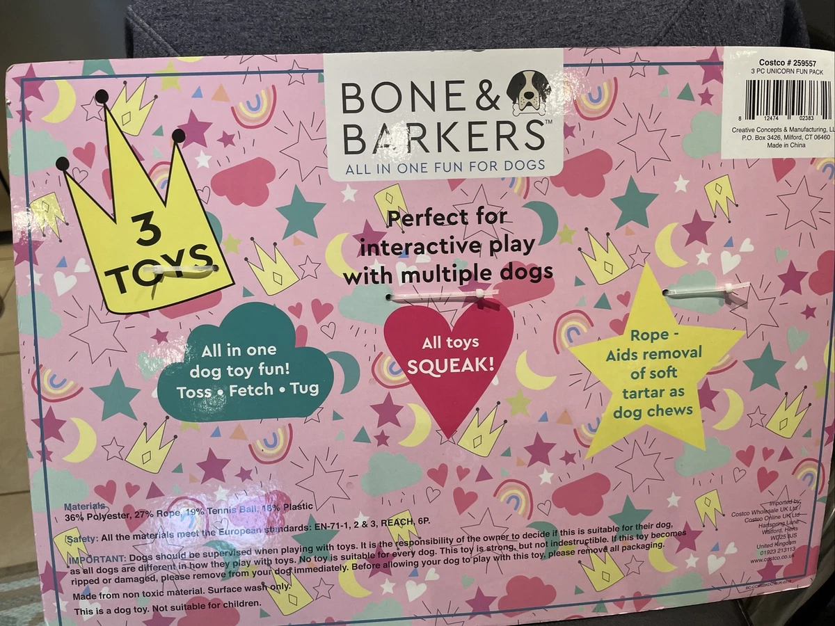 BNWT Bone Barkers Dog Toys 3 Fun Pack Unicorn eBay