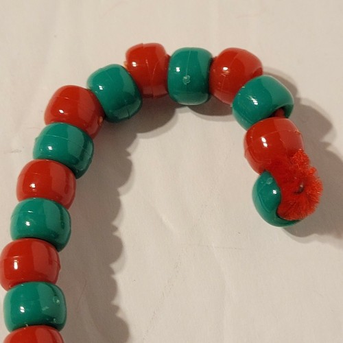 Vintage Hand Perlen Pfeifenreiniger Zuckerstange Ornamente Dekorationen rot grün 12 Stück - Bild 9 von 10