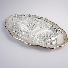 Alte Glasschalen, Anbietschalen mit Tablett 3 Fächer Ovale Form Mid Century 60er