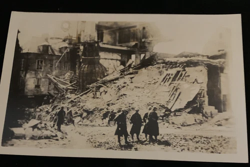 WW1 Real Photo Military Postcard- Ruins At Rheims France RPPC c1918