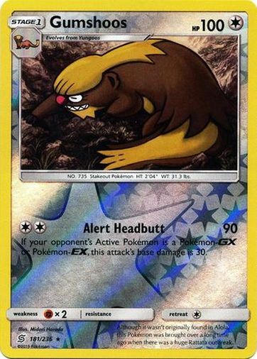 Pokemon Unified Minds Gumshoos Reverse Holo 181/236