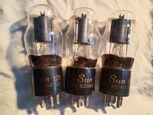 (3) 2A5 Audio Radio Tube NOS Sun Japan Solid Getter Class A Amplifier~ 1950s?