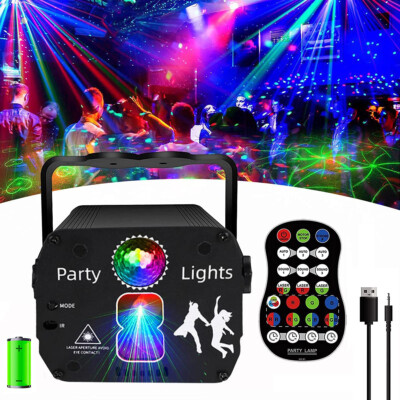 480 Muster AKKU RGB LED Laser Projektor + Discokugel Bühnenlicht Party Show Xmas