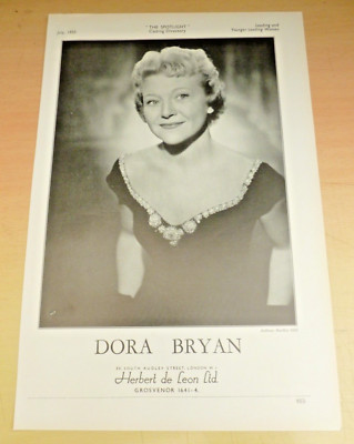 Dora Bryan Original Schauspielagentur Z-Seite Blatt 1955