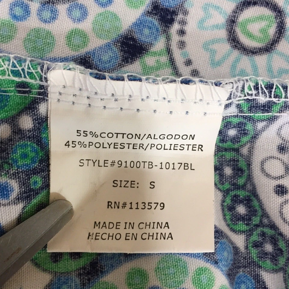 365 WORK & WEAR~Camisa Médica Unisex Manga Corta Talla S Cuello V Estilo #9100TB-1017BL Foto 4 de 4