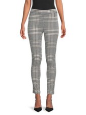 Tommy Hilfiger Womens Black Stretch Houndstooth Elastic Skinny Pants Size 4 NWT