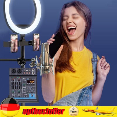 4 Kanal bluetooth Mixer USB Live Studio Audio Mischpult DJ Konsole Soundboard DE