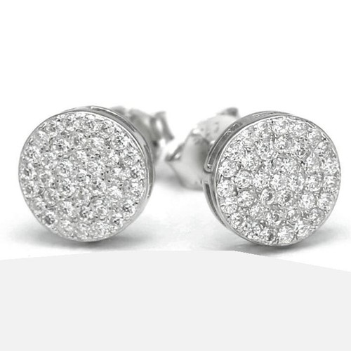 Men's Sterling Silver 925 Cubic Zirconia Stud Earrings - 7mm Round, Screw Back, Unisex