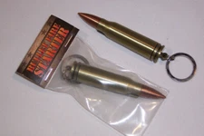 FLINT AND STEEL BULLET CASE FIRE STARTER SURVIVAL TOOL KEYCHAIN W/ TINDER INSIDE