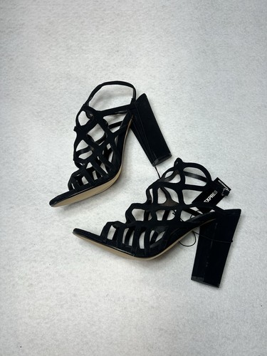 Black Block Heel Express Cut Out Shoes Size 8.5 Womens NWT High Heel Shoes