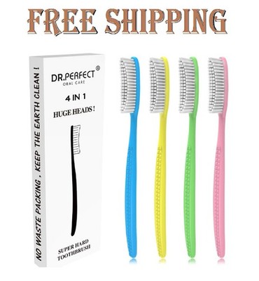 Dr Pefect Extra Hard & Firm Toothbrush Bpa Free Large Long Head Whitening Teeth