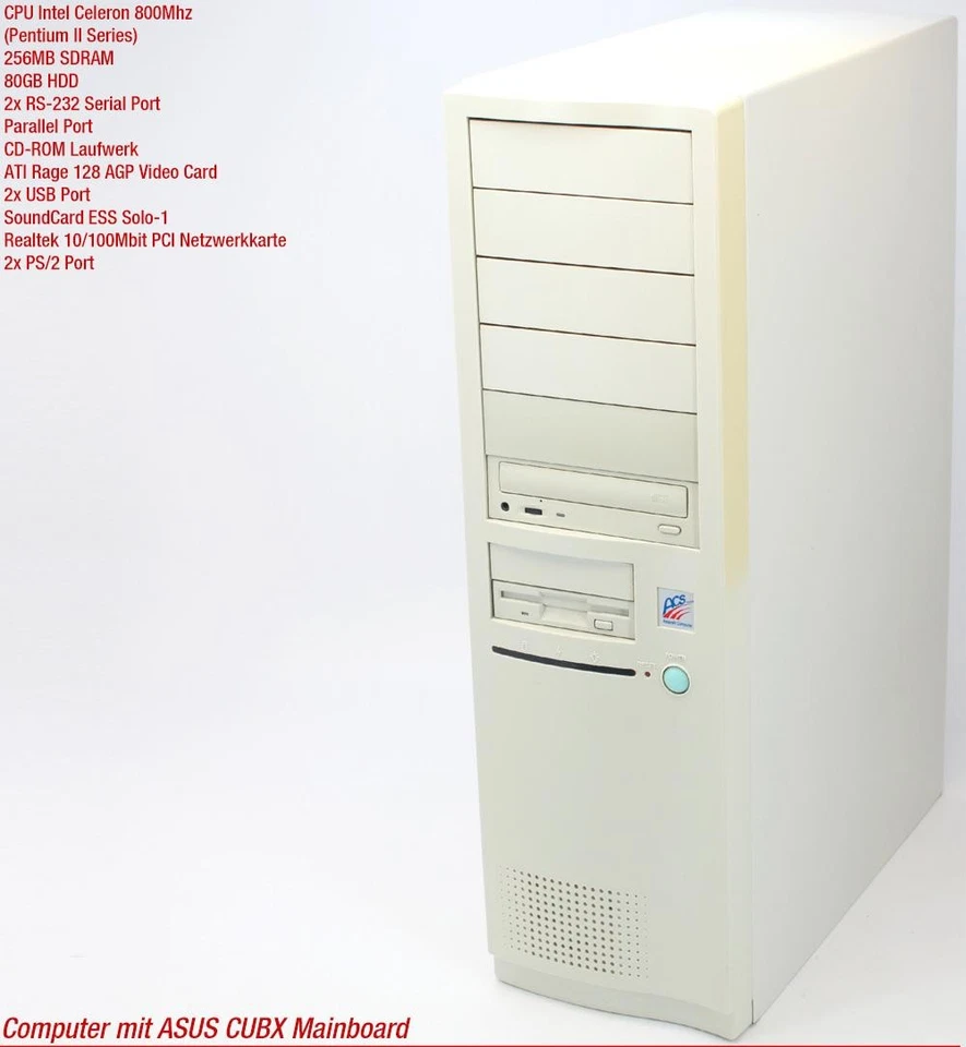 Isa Slot Asus Cubx Intel Celeron 800MHZ P3 Computer Pc Parallel Win Windows 98 - Immagine 2 di 4
