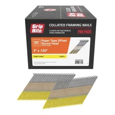 Grip-Rite Framing Nails 3" x 0.120" 30° Paper Collated Round Head (4000 per