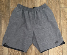 Adidas Essentials Axis Woven Heathered Gray Training Shorts Pockets Stretch XL
