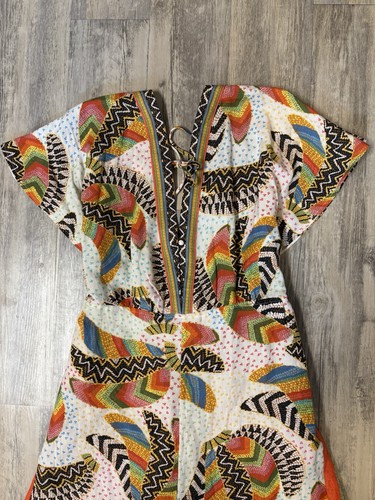 Farm Rio Banana Bunch Jumpsuit Linen Blend Colorful Boho Bold Pockets Women’s XL - Picture 3 of 19