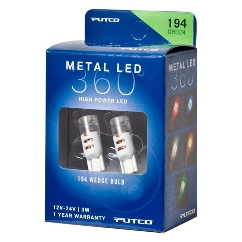 For Chevy Silverado 2500 HD 01-16 Putco Metal 360 LED Bulbs 194 / T10, Green Foto 3 de 4
