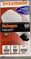 100 Watt Light Bulb Sylvania 18970 Halogen Capsylite 100w 120v