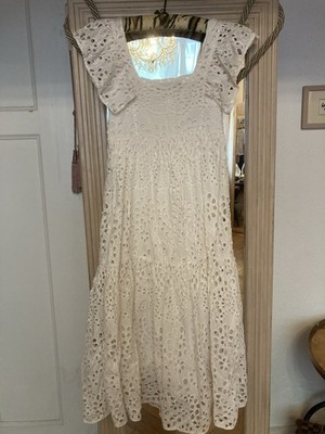 Hallhuber Kleid, Sommerkleid, Baumwollspitze, Gr. 34, Weiss, Hervorragend.