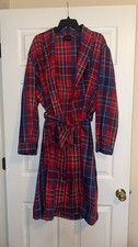 VTG 70s Sears Men s Store Perma Prest Plaid Red Sleepwear Robe Large 42-44