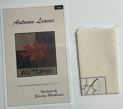 PINE MOUNTAIN Designs PUNCH NEEDLE PATTERN  PRE-PRINTED FABRIC Autumn Leaves