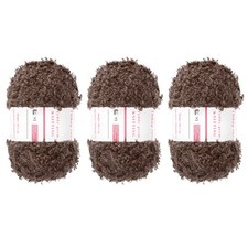 3 Pcs Fur Yarn Soft Fluffy Chunky Yarn Fuzzy Yarn Coffee for Crocheting, 50m