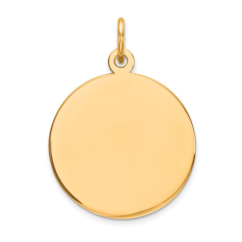 10K Yellow Gold .018 Gauge 17.75x17.75mm Circular Engravable Disc Charm Pendant