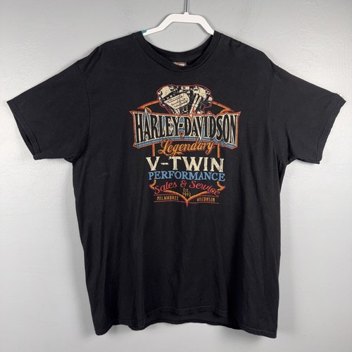 Harley-Davidson T-shirt Legendary V-Twin Performance 2013 FL Black *2XL *READ
