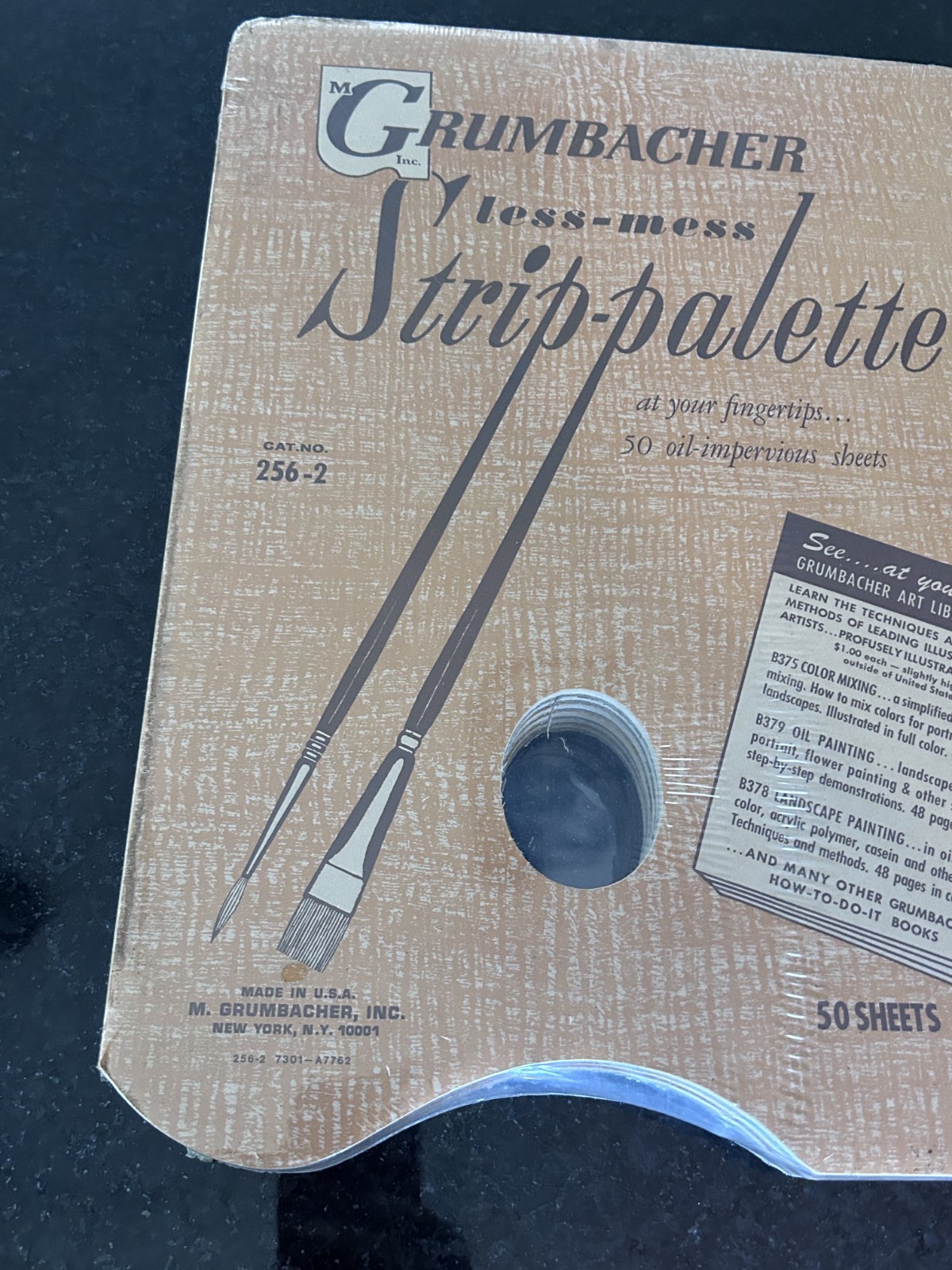 Lot of 6 Vintage Grumbacher Strip-Palette Pads 256-2 – 12" x 16"- 50 Sheets Each