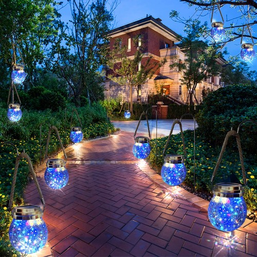 Outdoor Hanging Solar Lights, 2 Pack 30 LED Solar Cracked Glass Ball Lanterns... - Picture 4 of 7