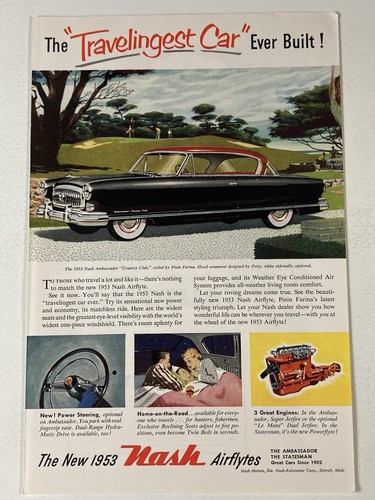 1953 Nash Ambassador Ambassador Country Club Print Ad Travelingest Car