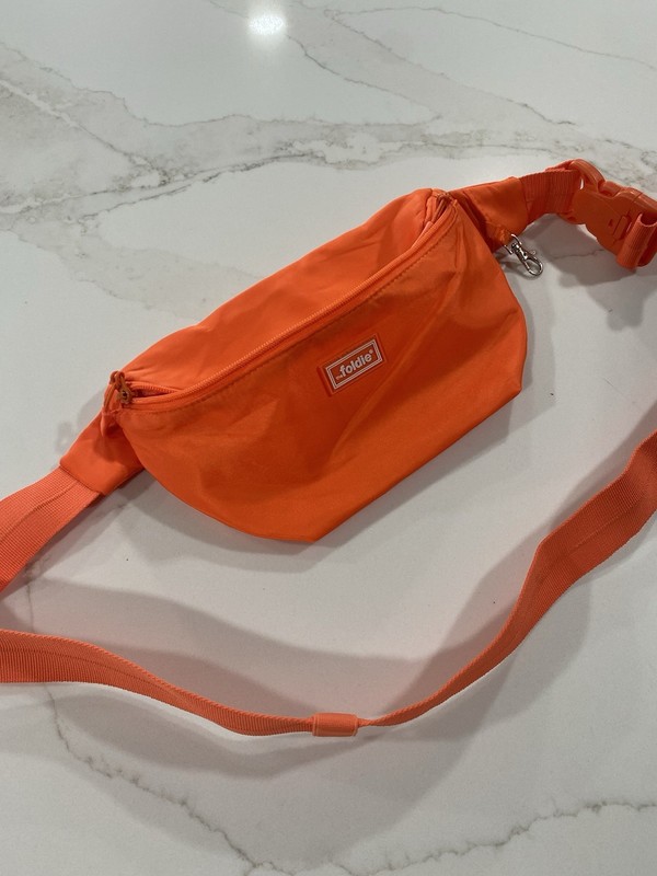 the foldie Orange RFID Blocking Waist Pack 5L 2-Pocket Zip Adjustable