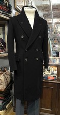 Vintage Men Wool Overcoat Wide Peak Lapel Double Breasted Cashmere Men Coat