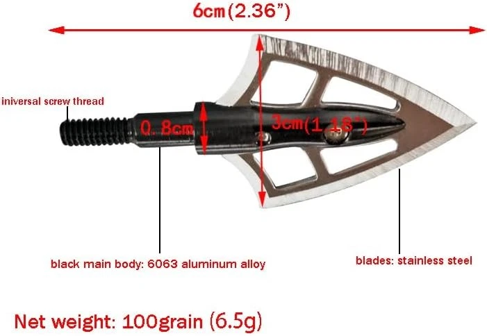 Archery Hunting Arrowheads 100gr Broadheads Sharp Blade Tips Bow Arrow Hunting - Image 4 of 4