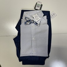 Van Heusen Boys 4-Piece Suit Set Size 8 Blue Vest Pants Shirt Bow Tie NWT