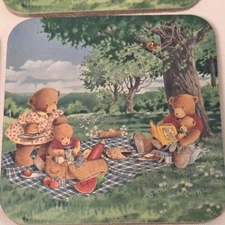 Vintage Legacy Publishing Group Boxed Set of 6 Coasters Country Teddy Bears 1996
