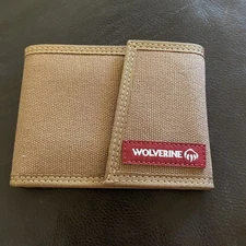 WOLVERINE Men's Tri Fold Canvas Wallet Brown Unused