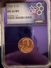 1955-D LINCOLN WHEAT CENT NGC MS 66 RD - 1C RED - BU UNC PENNY