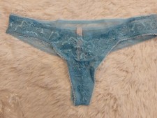 NWT Victoria's Secret The Lacie Lacie Mesh Waist Thong Panty Aqua Size M L 78 