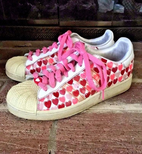 ADIDAS Pink Red WOMEN Leather Heart Valentines Cupid Fashion Tennis Shoes Sz 7.5 eBay