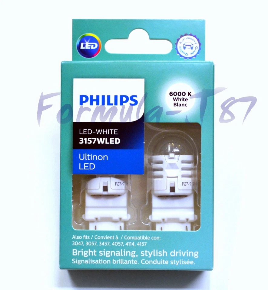 Philips Ultinon LED Light 3157 White 6000K Two Bulbs Front Turn Signal Lamp Fit - Image 3 of 4